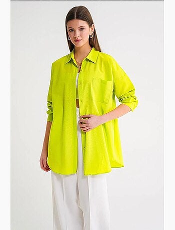 Chemise oversize à manches longues en popeline boutonnée mixray