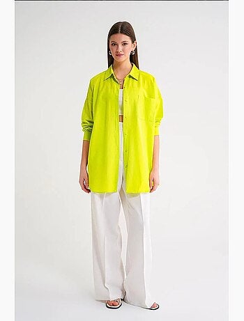 Chemise oversize à manches longues en popeline boutonnée mixray
