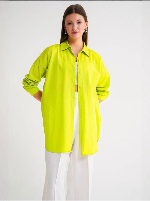 Chemise oversize à manches longues en popeline boutonnée mixray - Kiabi