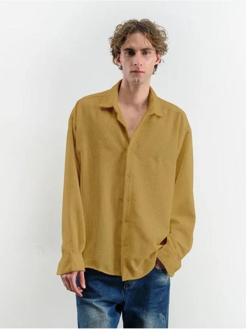 Chemise oversize à manches longues et boutons en velours giesto - Kiabi
