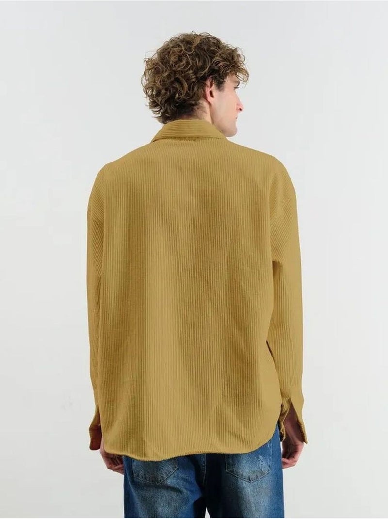 Chemise oversize à manches longues et boutons en velours giesto Ambre - Kiabi