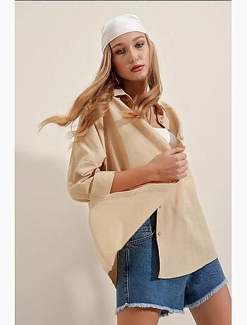 Chemise oversize à motif en popeline avec boutons bdart