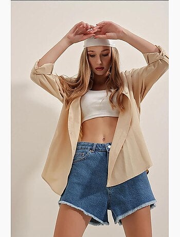 Chemise oversize à motif en popeline avec boutons bdart