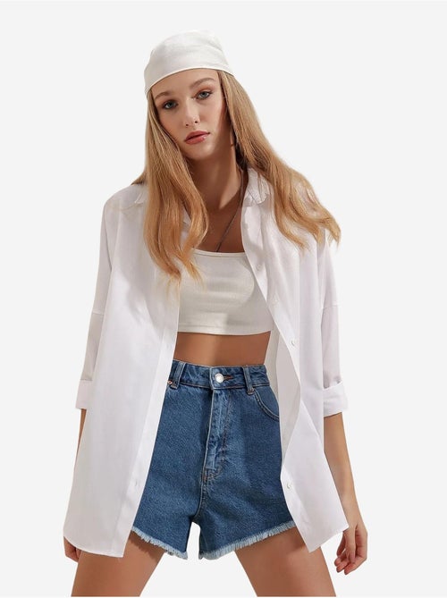Chemise oversize à motif en popeline avec boutons bdart - Kiabi