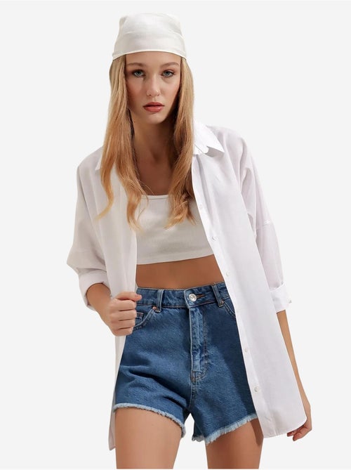 Chemise oversize à motif en popeline avec boutons bdart - Kiabi