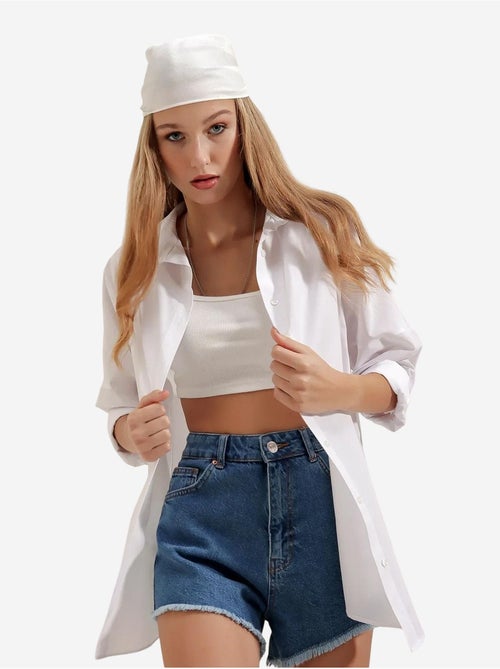 Chemise oversize à motif en popeline avec boutons bdart - Kiabi