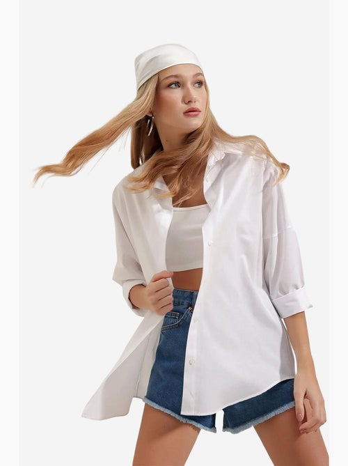 Chemise oversize à motif en popeline avec boutons bdart - Kiabi