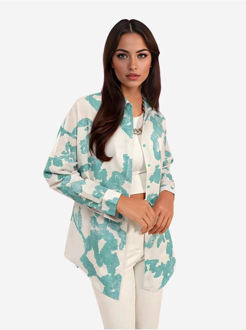 Chemise oversize à motif en popeline avec boutons bdart - Kiabi Chemise oversize à motif en popeline avec boutons bdart - Kiabi