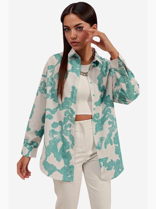 Chemise oversize à motif en popeline avec boutons bdart - Kiabi Chemise oversize à motif en popeline avec boutons bdart - Kiabi
