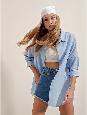 Chemise oversize à motif en popeline avec boutons bdart