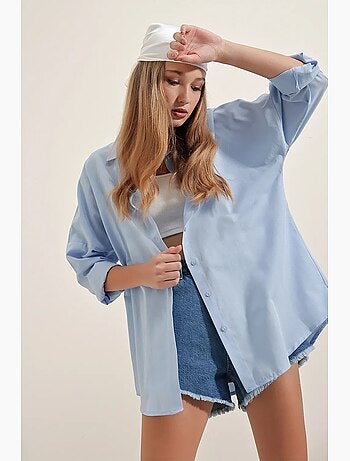 Chemise oversize à motif en popeline avec boutons bdart