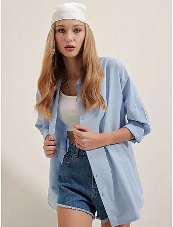 Chemise oversize à motif en popeline avec boutons bdart