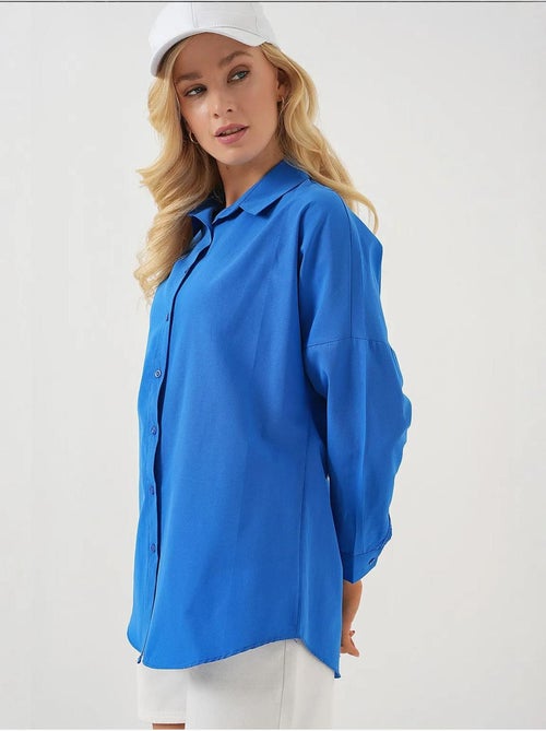 Chemise oversize à motif en popeline avec boutons bdart - Kiabi Chemise oversize à motif en popeline avec boutons bdart - Kiabi