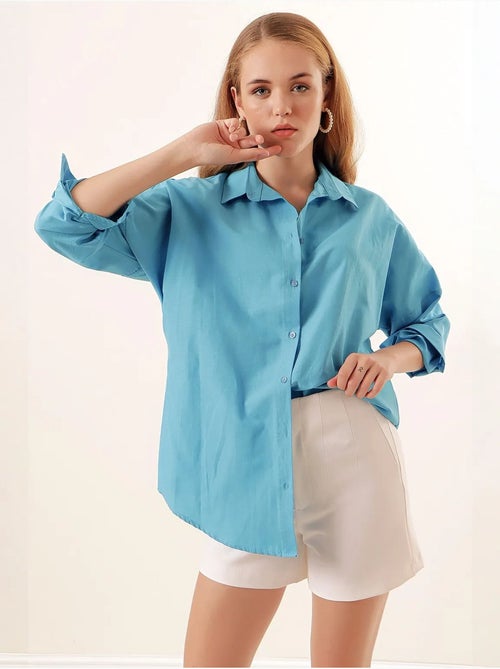 Chemise oversize à motif en popeline avec boutons bdart - Kiabi