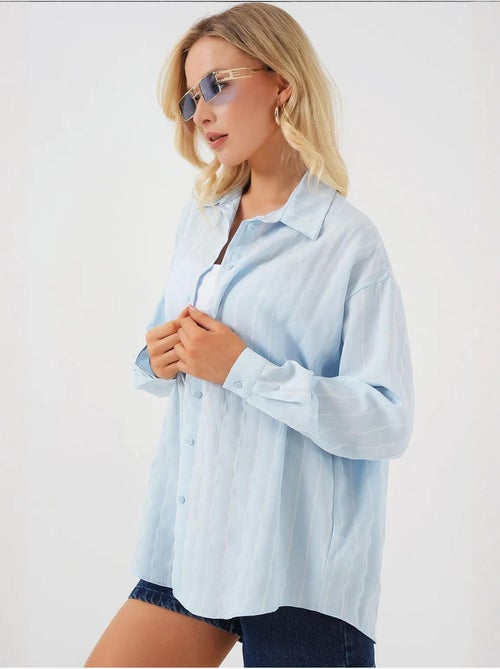 Chemise oversize à motif en popeline avec boutons bdart - Kiabi