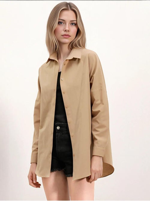 Chemise oversize à motif en popeline avec boutons bdart - Kiabi