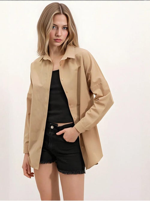 Chemise oversize à motif en popeline avec boutons bdart - Kiabi