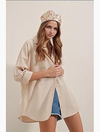 Chemise oversize à motif en popeline avec boutons bdart