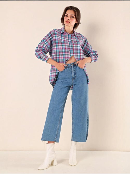 Chemise oversize à motif en popeline avec boutons bdart - Kiabi Chemise oversize à motif en popeline avec boutons bdart - Kiabi