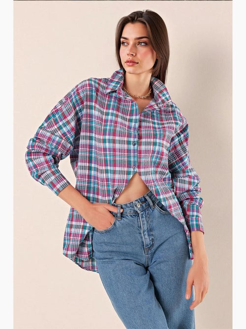 Chemise oversize à motif en popeline avec boutons bdart - Kiabi Chemise oversize à motif en popeline avec boutons bdart - Kiabi