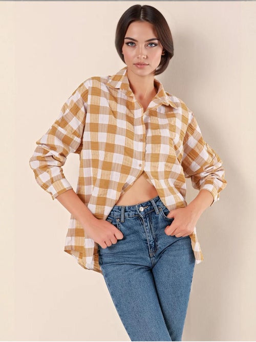 Chemise oversize à motif en popeline avec boutons bdart - Kiabi Chemise oversize à motif en popeline avec boutons bdart - Kiabi