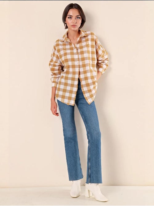 Chemise oversize à motif en popeline avec boutons bdart - Kiabi Chemise oversize à motif en popeline avec boutons bdart - Kiabi