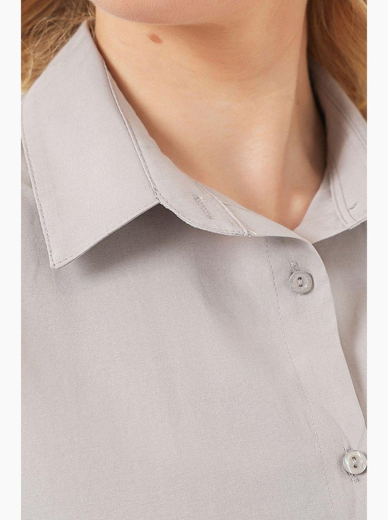 Chemise oversize à motif en popeline avec boutons bdart Gris clair - Kiabi