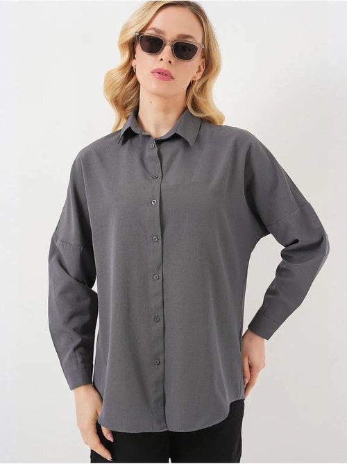 Chemise oversize à motif en popeline avec boutons bdart - Kiabi Chemise oversize à motif en popeline avec boutons bdart - Kiabi