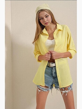 Chemise oversize à motif en popeline avec boutons bdart