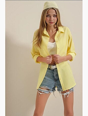 Chemise oversize à motif en popeline avec boutons bdart