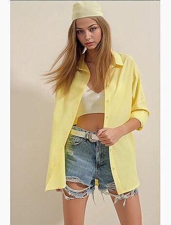 Chemise oversize à motif en popeline avec boutons bdart