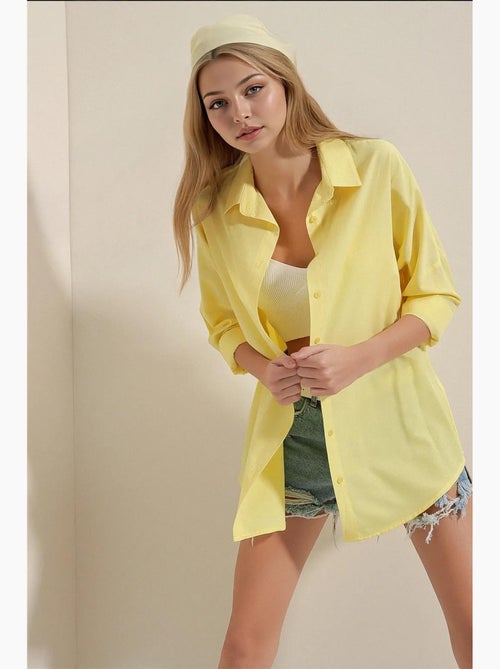Chemise oversize à motif en popeline avec boutons bdart - Kiabi Chemise oversize à motif en popeline avec boutons bdart - Kiabi