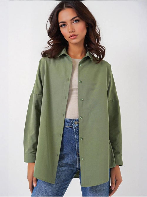 Chemise oversize à motif en popeline avec boutons bdart - Kiabi Chemise oversize à motif en popeline avec boutons bdart - Kiabi