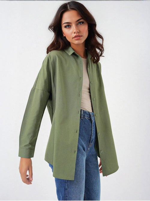 Chemise oversize à motif en popeline avec boutons bdart - Kiabi Chemise oversize à motif en popeline avec boutons bdart - Kiabi