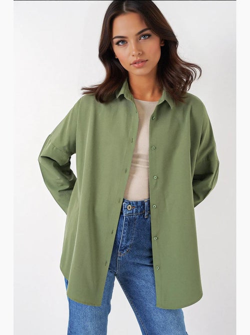 Chemise oversize à motif en popeline avec boutons bdart - Kiabi Chemise oversize à motif en popeline avec boutons bdart - Kiabi