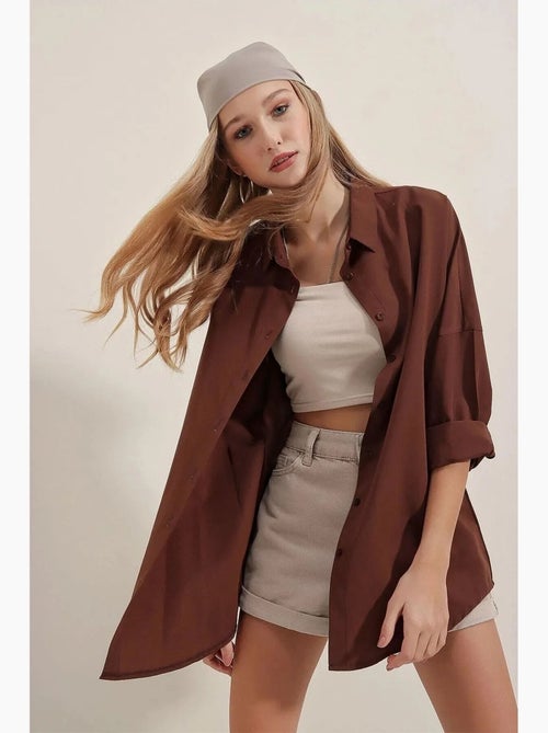 Chemise oversize à motif en popeline avec boutons bdart - Kiabi
