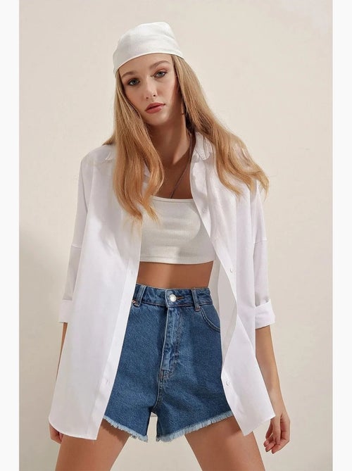 Chemise oversize à motif en popeline avec boutons bdart - Kiabi