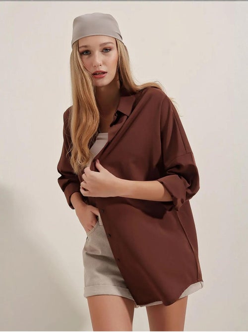 Chemise oversize à motif en popeline avec boutons bdart - Kiabi