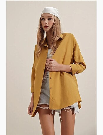 Chemise oversize à motif en popeline avec boutons bdart