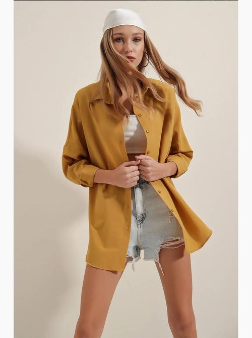 Chemise oversize à motif en popeline avec boutons bdart - Kiabi