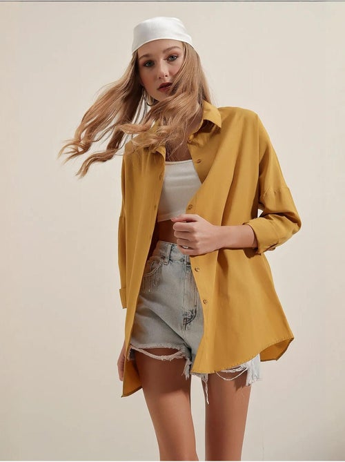 Chemise oversize à motif en popeline avec boutons bdart - Kiabi