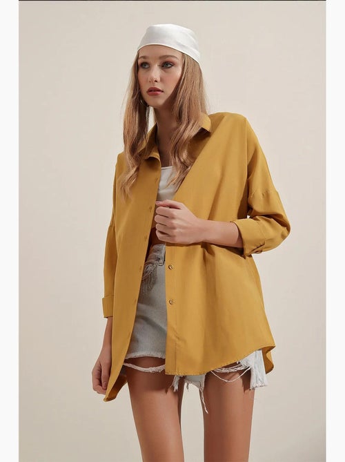 Chemise oversize à motif en popeline avec boutons bdart - Kiabi
