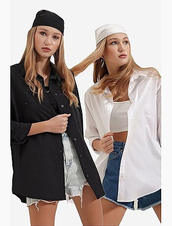 Chemise oversize à motif en popeline avec boutons bdart