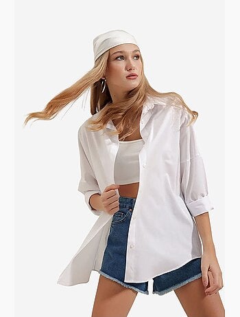 Chemise oversize à motif en popeline avec boutons bdart