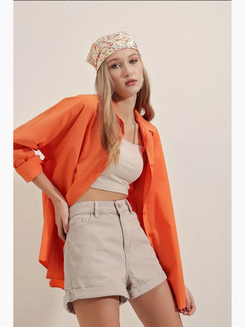 Chemise oversize à motif en popeline avec boutons bdart - Kiabi Chemise oversize à motif en popeline avec boutons bdart - Kiabi