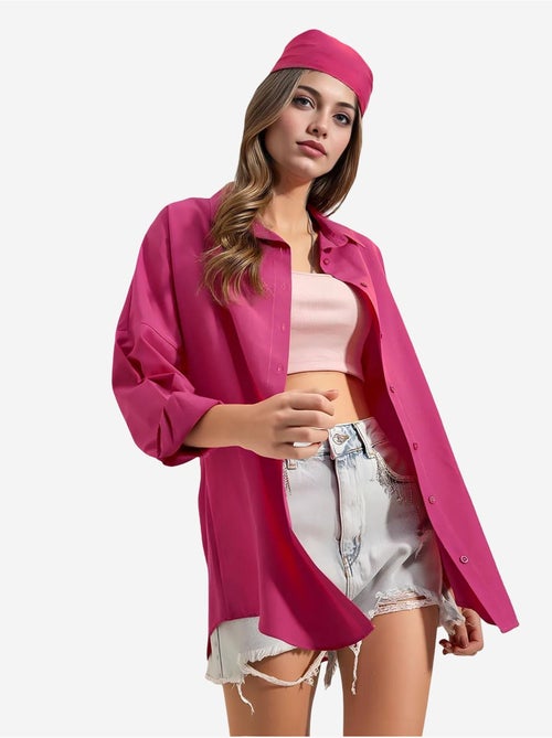 Chemise oversize à motif en popeline avec boutons bdart - Kiabi