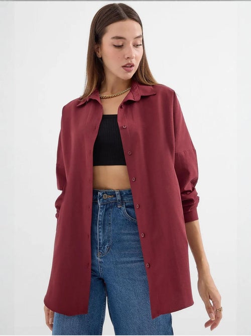 Chemise oversize à motif en popeline avec boutons bdart - Kiabi