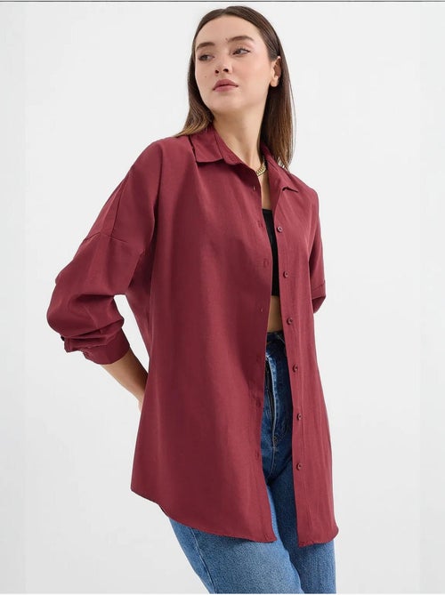 Chemise oversize à motif en popeline avec boutons bdart - Kiabi