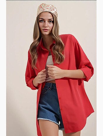 Chemise oversize à motif en popeline avec boutons bdart