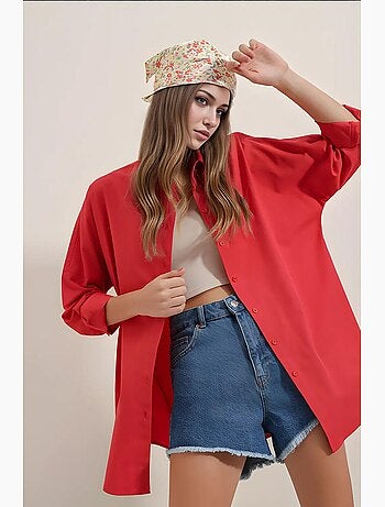 Chemise oversize à motif en popeline avec boutons bdart